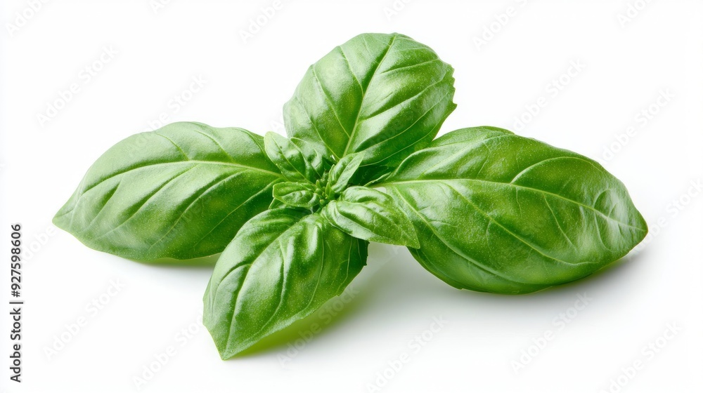 A close-up of a single basil leaf A close-up of a single basil leaf