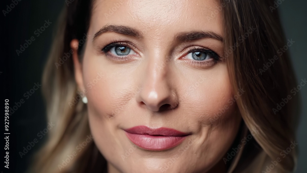 Close-up portrait of a beautiful woman with flawless skin and striking eyes Close-up portrait of a beautiful woman with flawless skin and striking eyes