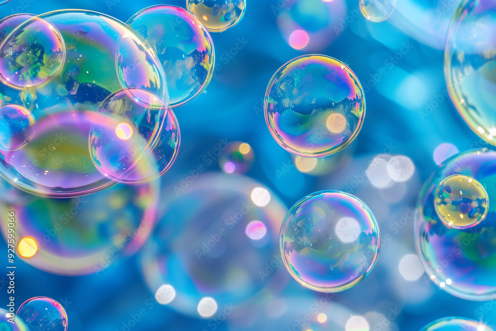 soap bubbles in blue background soap bubbles in blue background