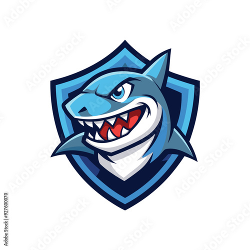 Shark fish royal luxury heraldic crest mascot logo design icon vector illustration