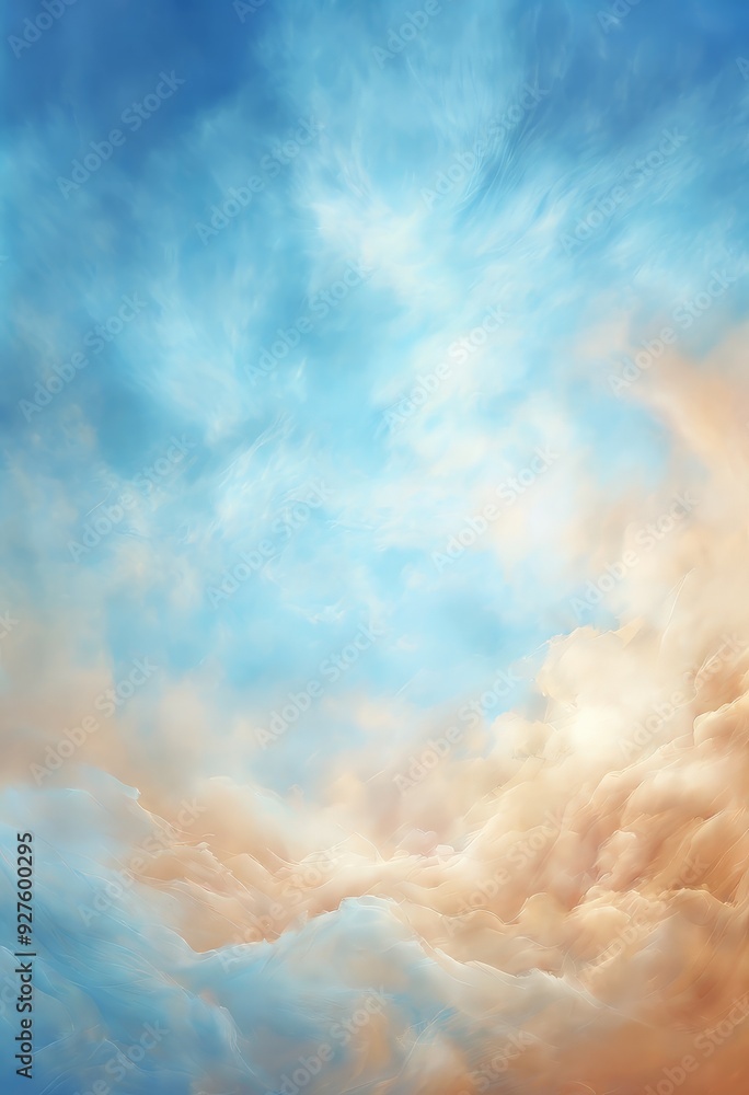 blue sky with clouds and plane flying in the blue sky with clouds and plane flying in the