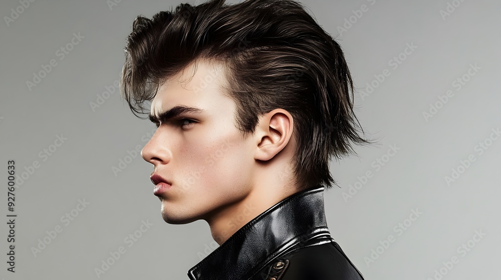 Retro Bold Man with Distinctive Mullet Hairstyle Showcasing Unique Personal Style Retro Bold Man with Distinctive Mullet Hairstyle Showcasing Unique Personal Style
