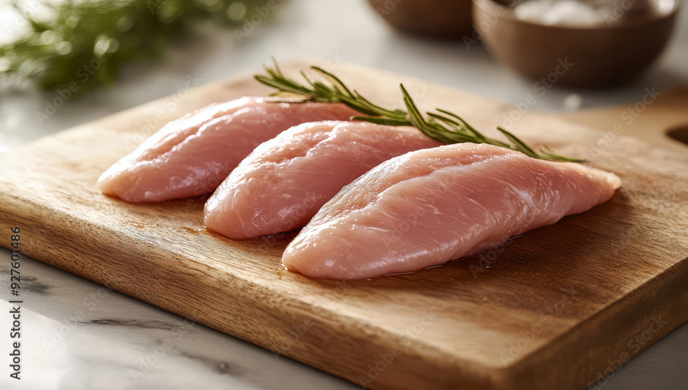 Raw chicken meat on a wooden board Raw chicken meat on a wooden board