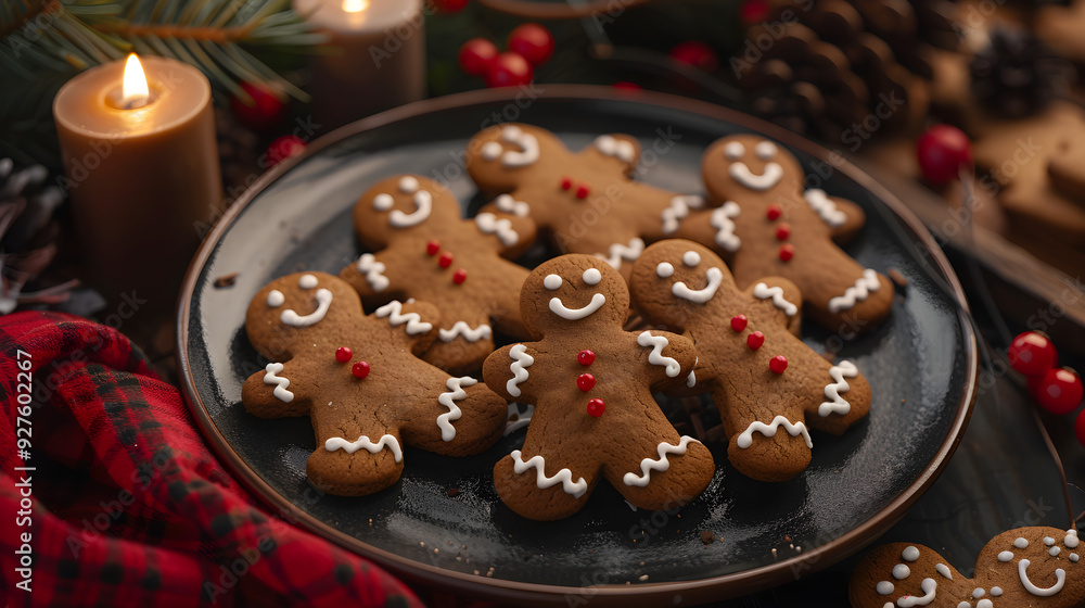 a plate of gingerbread cookies shaped like little people a plate of gingerbread cookies shaped like little people