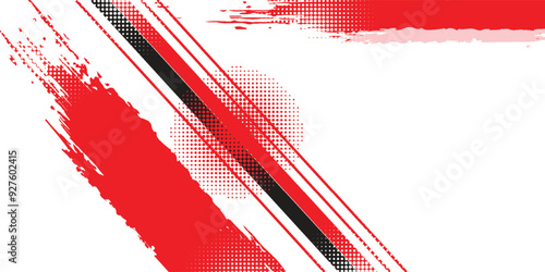Abstract red and white banner design vector, dynamic sporty horizontal background template for media promotion or web banner.