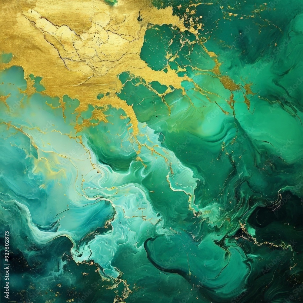 large green and gold painting on white background large green and gold painting on white background