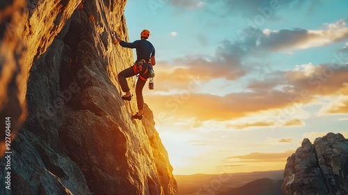 Wallpaper Mural Intrepid Adventurer Scaling Rugged Cliffs in Dramatic Outdoor Landscape Torontodigital.ca