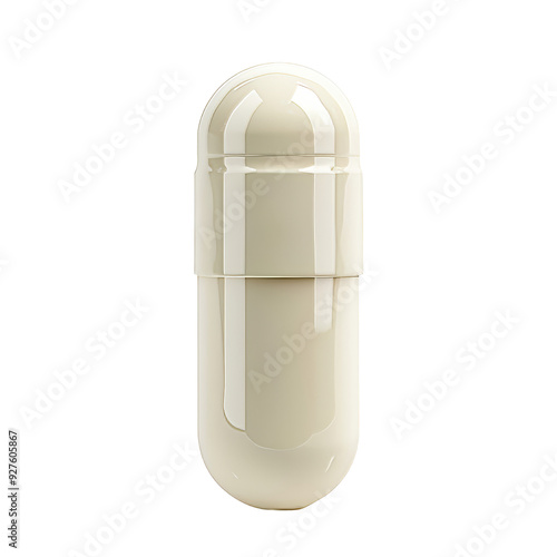 Glossy Capsule Container in Cream Color with Rounded Top Design