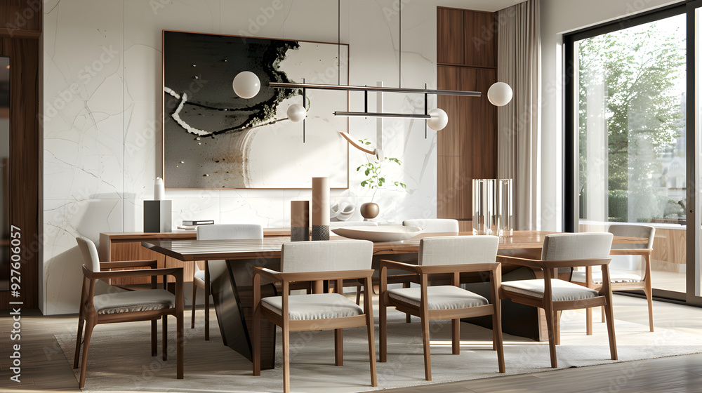 a Spacious Dining Room with Contemporary Decor a Spacious Dining Room with Contemporary Decor