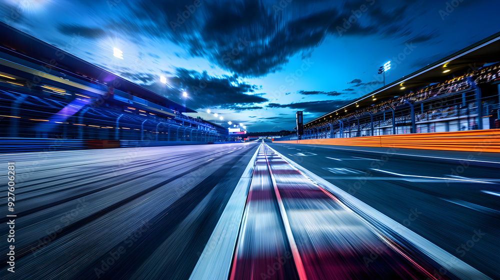 curve of a racing track, Racing Track at Night curve of a racing track, Racing Track at Night