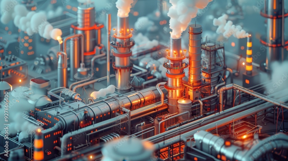 Industrial Complex - A 3D Rendering of a Modern Industrial Site Industrial Complex - A 3D Rendering of a Modern Industrial Site