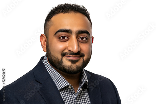 Professional portrait of a confident businessman in a dark blazer, smiling and looking directly at the camera against a plain backdrop.