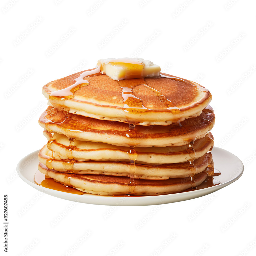Stack of Delicious American Pancakes Drizzled with Syrup and Butter. Stack of Delicious American Pancakes Drizzled with Syrup and Butter.