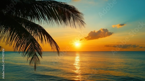 Tropical Sunset Over the Ocean