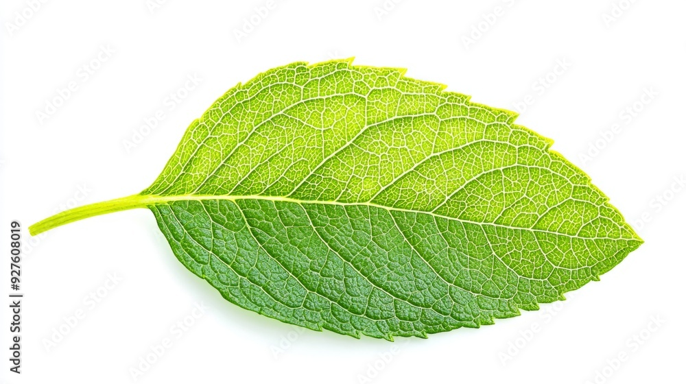 Obraz premium A close-up of a single mint leaf