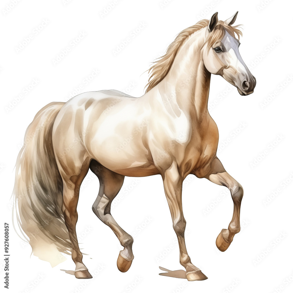 Graceful Arabian Horse with Flowing Mane in Motion. Graceful Arabian Horse with Flowing Mane in Motion.