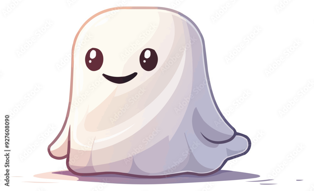 Ghost with a friendly smile on a white background. Vector flat isolated. Ghost with a friendly smile on a white background. Vector flat isolated.