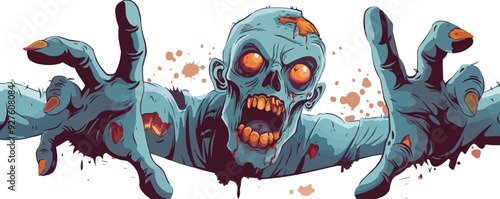 Zombie with outstretched arms on a white background. Vector flat isolated.