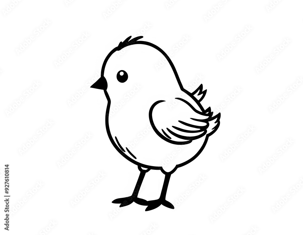 Drawing of a cute chick to color. Drawing of a cute chick to color.