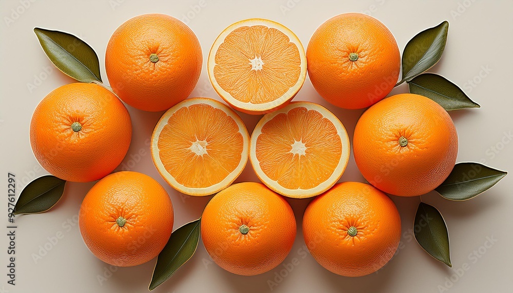 Oranges on white wooden table seen from above Oranges on white wooden table seen from above