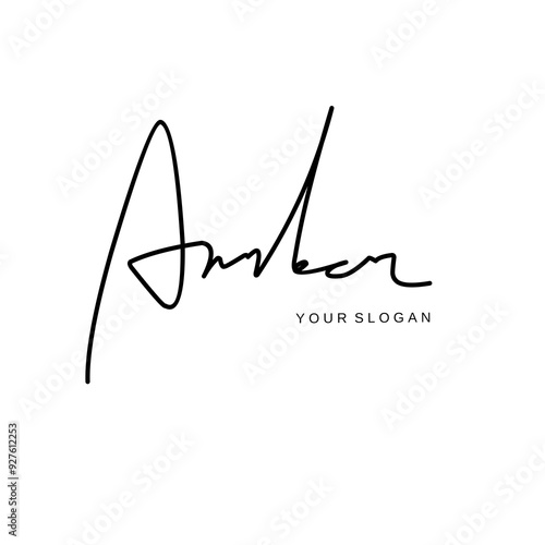 Amber name signature logo vector design
