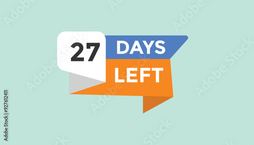 27 days left Countdown number banner templates. time icon. Vector Illustration 