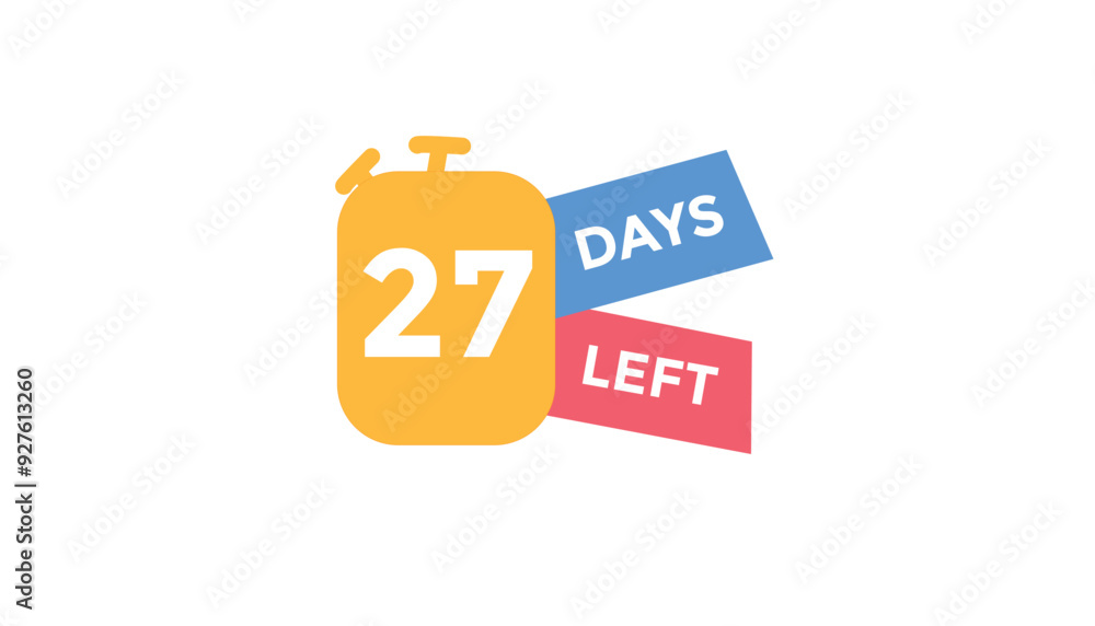 27 days left Countdown number banner templates. time icon. Vector Illustration 27 days left Countdown number banner templates. time icon. Vector Illustration
