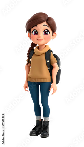 student girl ready to school 