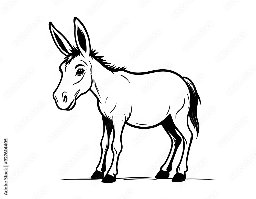 Drawing of a cute donkey to color. Drawing of a cute donkey to color.