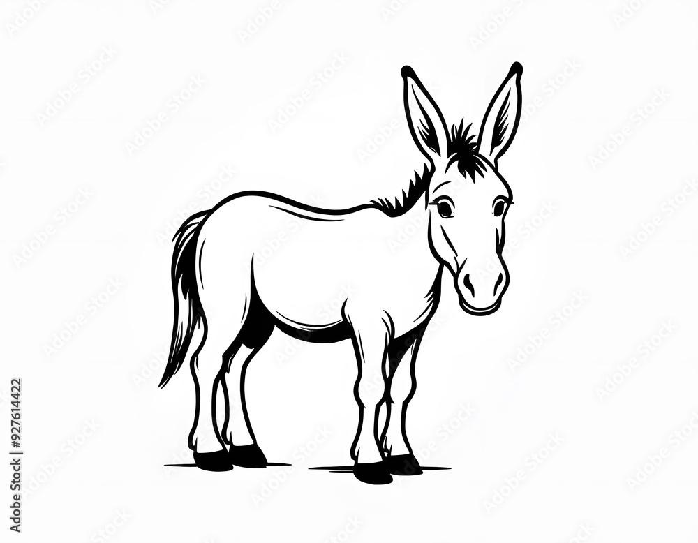 Drawing of a cute donkey to color. Drawing of a cute donkey to color.
