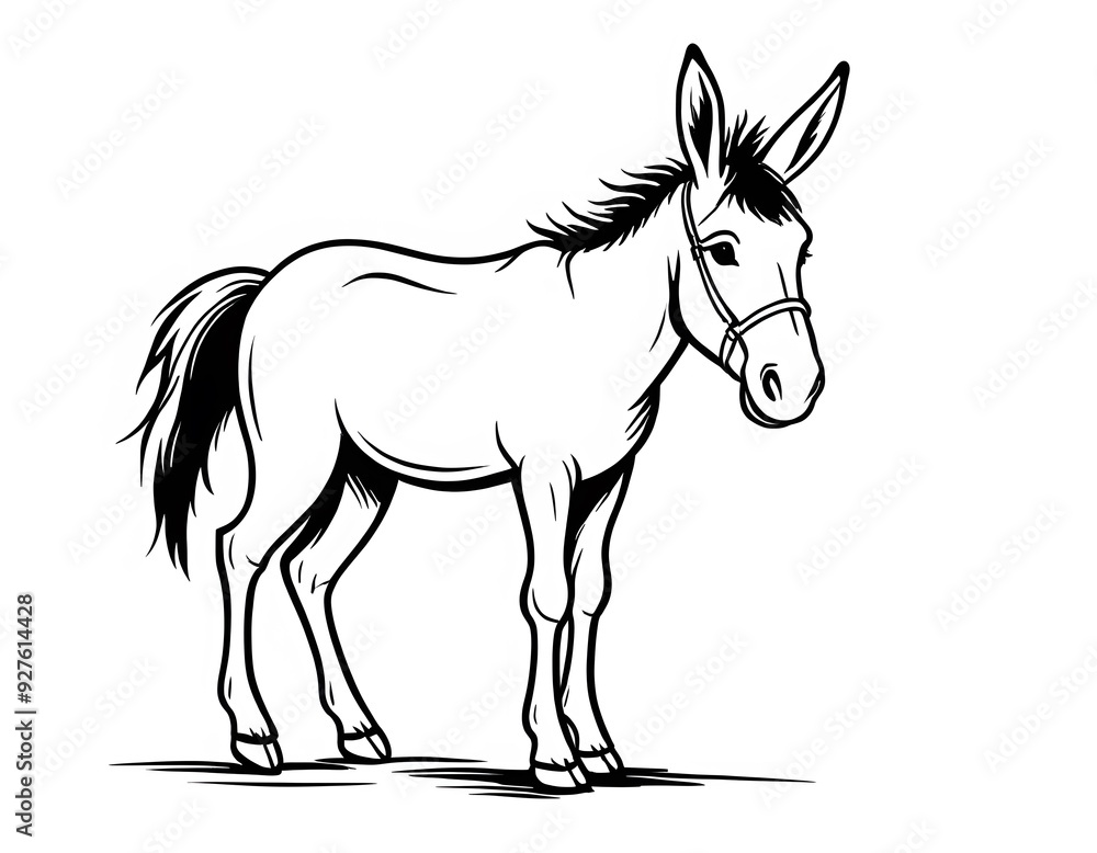Drawing of a cute donkey to color. Drawing of a cute donkey to color.