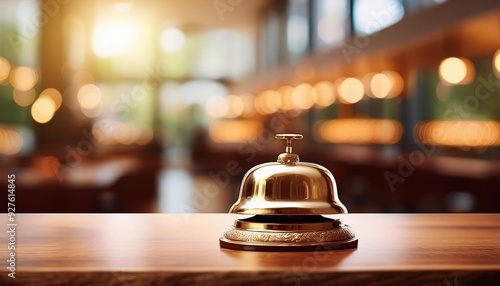 service bell in a hotel, restaurant or other promises Hotel Concierge Service with blur background