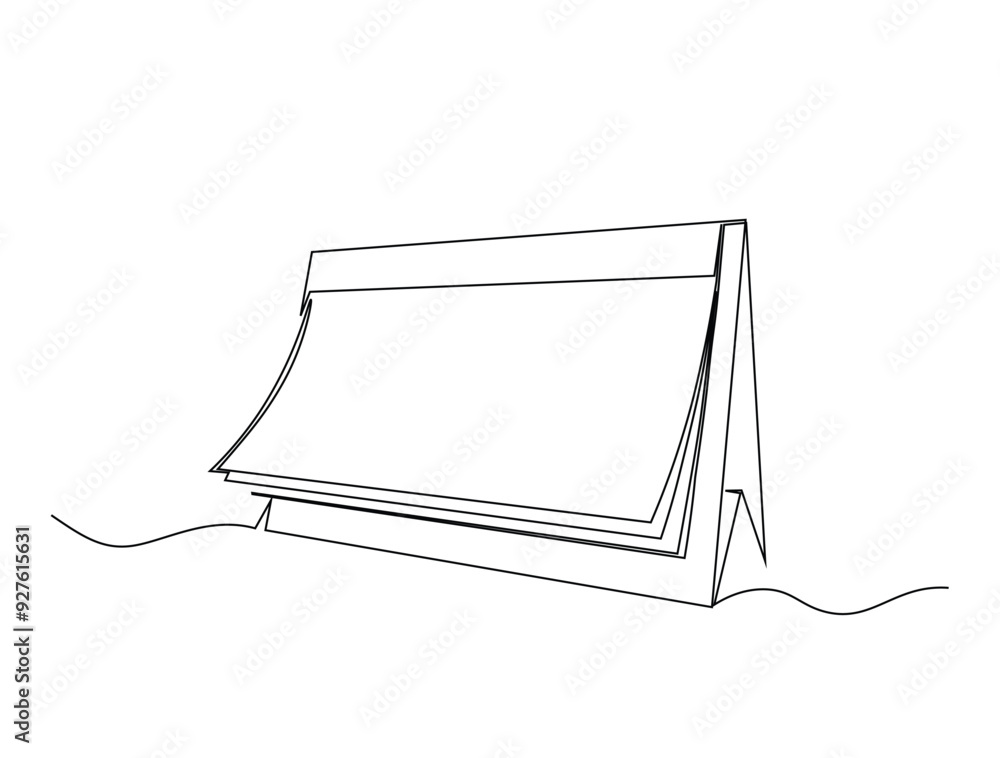 Continuous one line drawing of empty loose-leaf calendar. Calendar single line vector illustration. Editable line vector. Continuous one line drawing of empty loose-leaf calendar. Calendar single line vector illustration. Editable line vector.