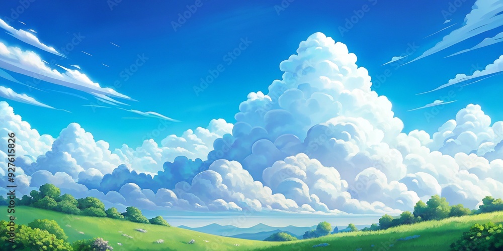 landscape with sky anime style landscape with sky anime style