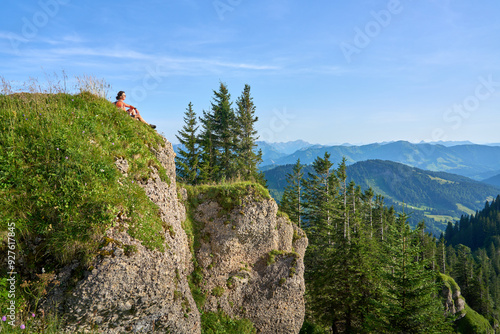 pretty senior woman hiking ...