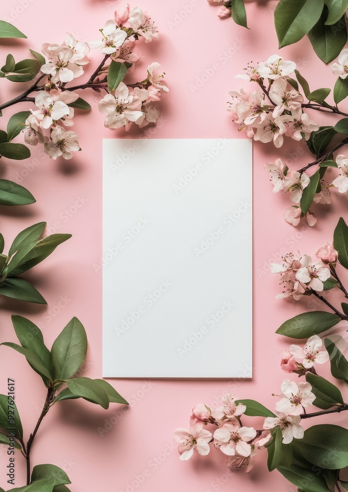 Blank wedding invitation mockup with modern elegant plants framing Blank wedding invitation mockup with modern elegant plants framing