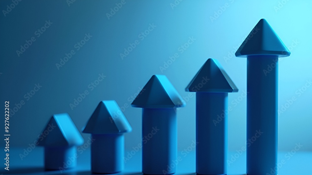 Financial stock market graph on blue background, business growth success concept Financial stock market graph on blue background, business growth success concept