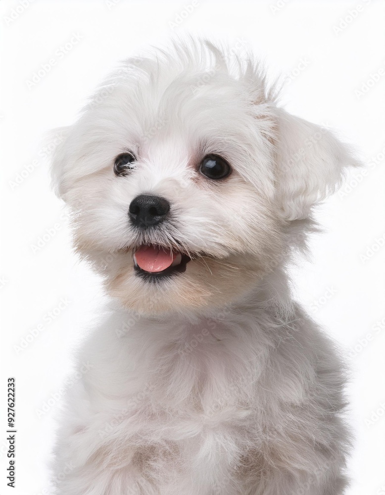 笑顔のマルチーズの子犬のポートレート(Portrait of a smiling Maltese puppy on white background)
笑顔のマルチーズの子犬のポートレート(Portrait of a smiling Maltese puppy on white background)