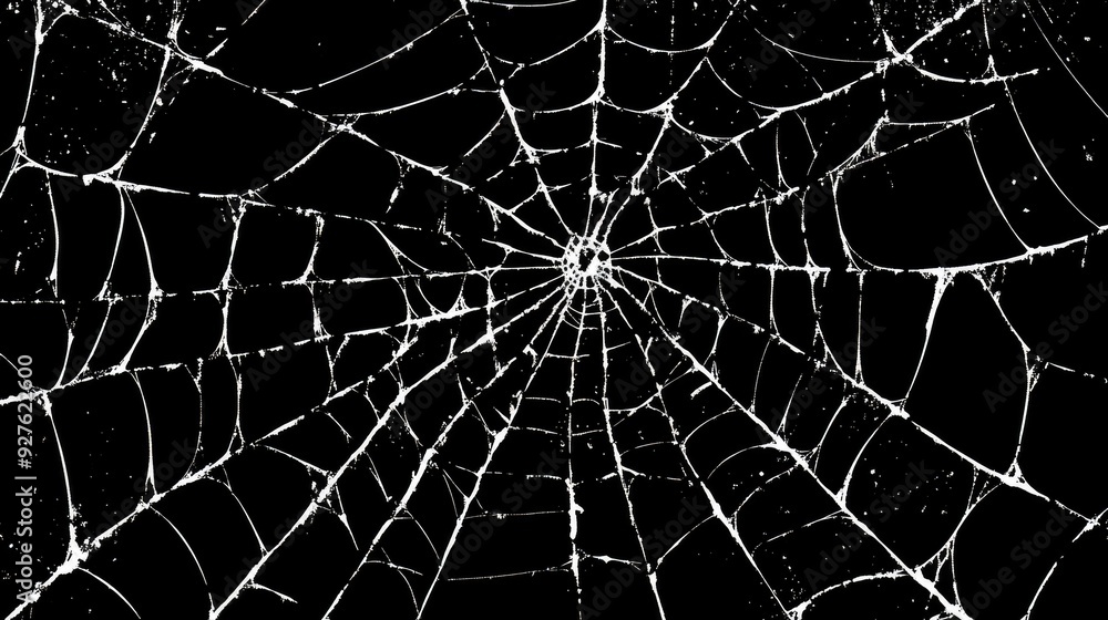 Naklejka premium Solid Black Backgorund With Isolated Spider Web Spooky Halloween Themed Backdrop Image