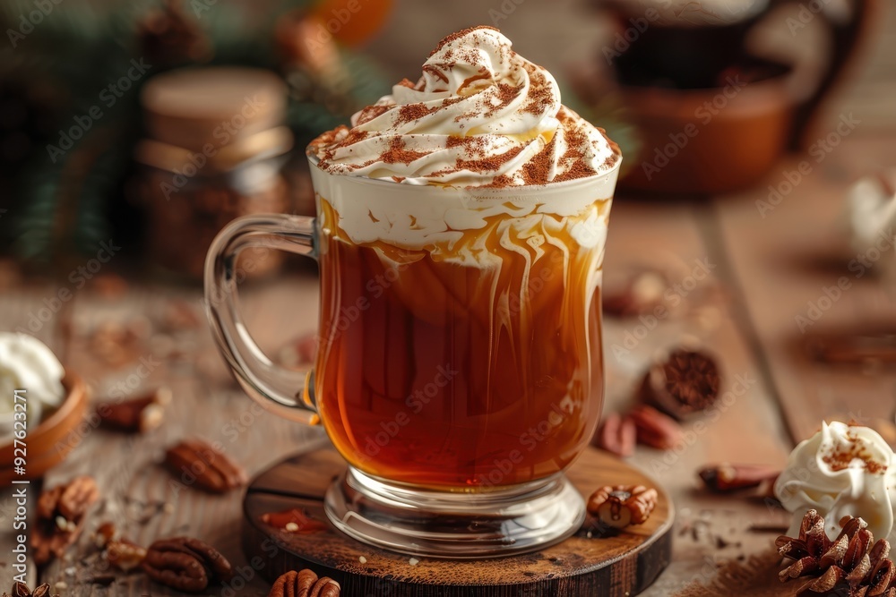 A Delicious Cup of Coffee with Whipped Cream and Caramel Drizzle A Delicious Cup of Coffee with Whipped Cream and Caramel Drizzle