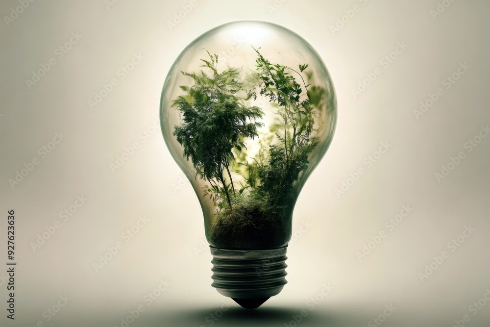 A light bulb contains a miniature forest, with small trees and greenery thriving inside. The scene creates a striking contrast between nature and a man-made object.AI generated. A light bulb contains a miniature forest, with small trees and greenery thriving inside. The scene creates a striking contrast between nature and a man-made object.AI generated.