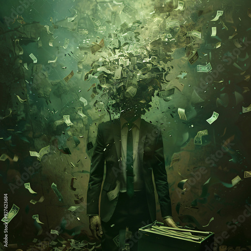 Bankrupt person - money explosion in his head