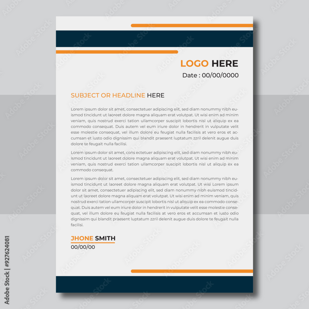 Obraz premium Modern simple corporate business letterhead design template