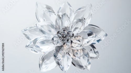 A detailed crystal flower perfectly centered against a plain white backdrop.