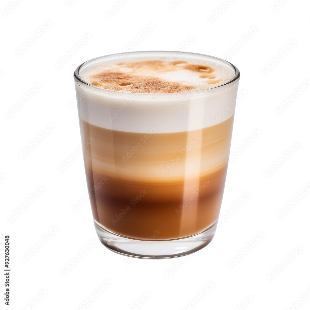Layered Cortado Coffee Drink with Creamy Foam and Rich Espresso. Layered Cortado Coffee Drink with Creamy Foam and Rich Espresso.
