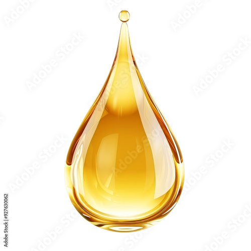 Transparent Droplet of Golden Corn Oil Isolated on Background.