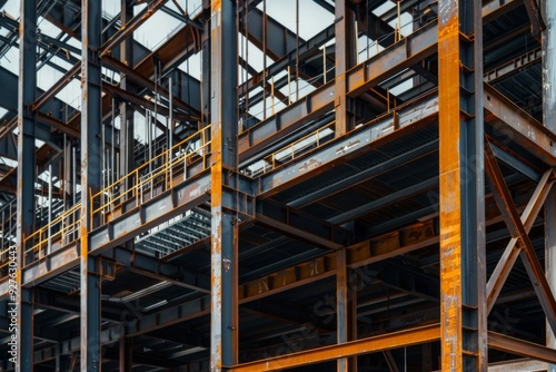 Structure of steel for building under construction