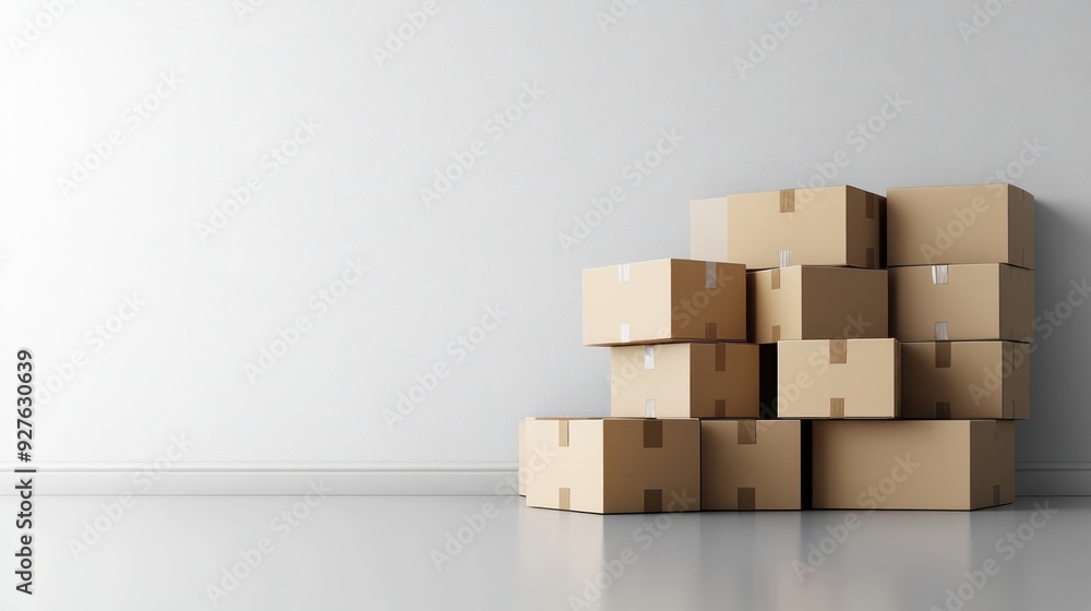 Obraz premium stack of boxes from a warehouse on a white background
