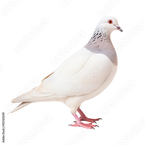 Elegant White Dove Standing Gracefully on Solid Ground.