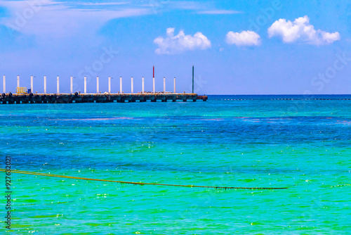 Tropical caribbean beach clear turquoise water Playa del Carmen Mexico. photo